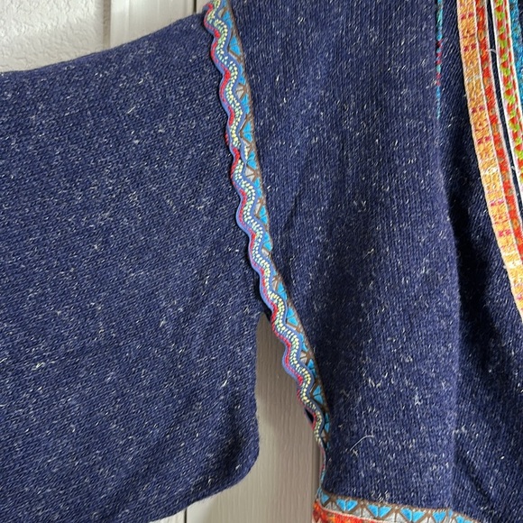 MOTH~ANTHROPOLOGIE Ribbon Trimmed Hippie Bohemian Wrap Sweater Size L - Picture 9 of 15